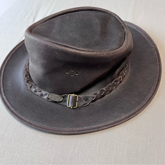 Overlander Genuine Leather Outback Hat XL Brown Aussie Bush Fedora - Picture 6 of 12